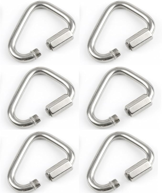 Set Mit 6 M6 Delta Quick Link Karabinern Aus Edelstahl 304 Mit Dreieckigem Verriegelungsmechanismus, Für Hängematten, Boxsäcke, Schaukeln Und Fitnessgeräte