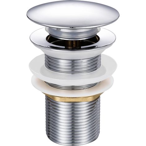 Pri Pop-up-waschbeckenablauf Ohne Überlauf – Push-open-pop-up-ablauf – Chrom 1-1/4" – Einfache Installation Mit Mitgelieferten Dichtungen
