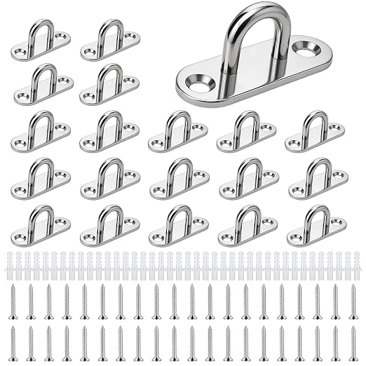 Havacue 20-teiliges Set: Ösenplatte Aus Edelstahl 304, M5-edelstahlbrücke, U-förmiger Metallhaken Mit Schraube, Deckenhakenplatte Zum Aufhängen Von Gegenständen, Markisen, Abdeckplatten