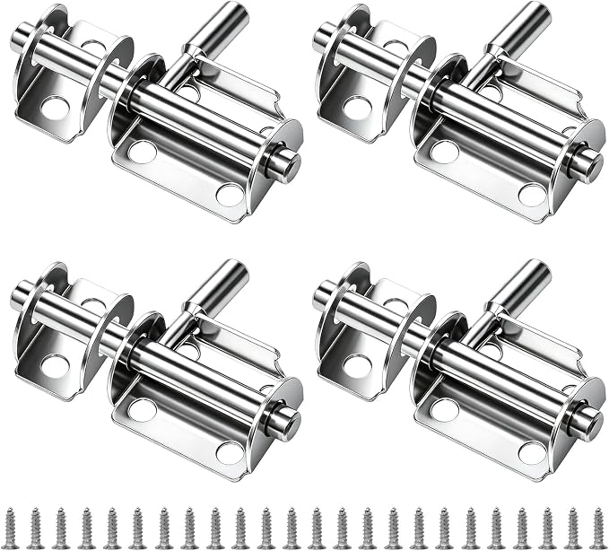 4 Stück Edelstahl-schiebetürriegel, Türriegel, Schiebebolzen, Schiebetürschloss Für Badezimmer, Toilette, Garten, Gartenhaus