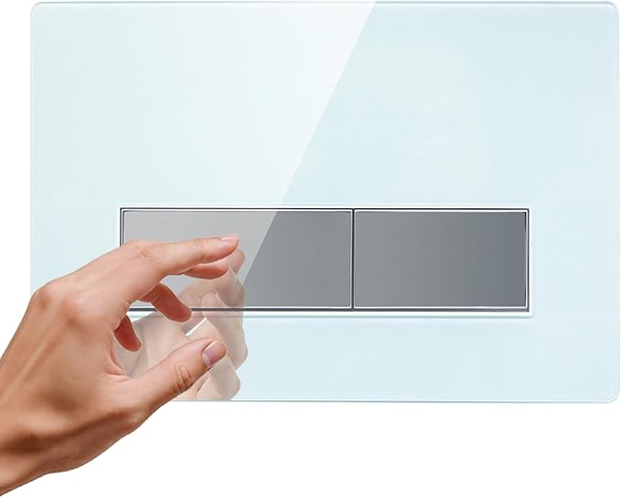 Wc-betätigungsplatte Aus Gehärtetem Glas, Kompatibel Mit Geberit, Sigma-serie, Up300 Und Up320, Mit Betätigungshebelset Und Montagerahmen, Abmessungen 250×170mm (weiß)
