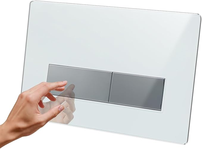 Empyreal Wc-spülplatte Aus Gehärtetem Glas, Kompatibel Mit Geberit Sigma 01/20/30, Up300 & Up320, 245×164 Mm, Ersatzteile Inklusive Spülhebelset Und Montagerahmen