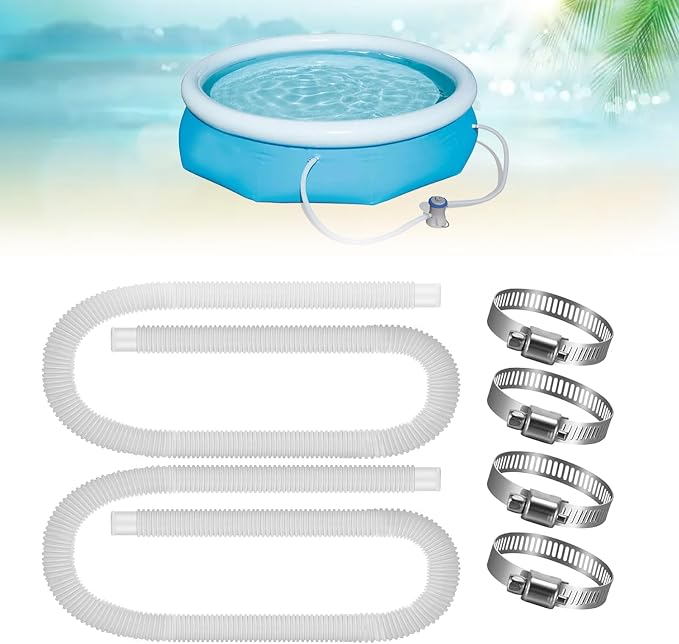 Set Mit 2 Ersatz-poolschläuchen (32 Mm) Inklusive 4 Metallanschlüssen, Passend Für Aufstellpools Und Kompatibel Mit Poolpumpenmodellen Mit 330 Gph, 530 Gph Und 1000 Gph.