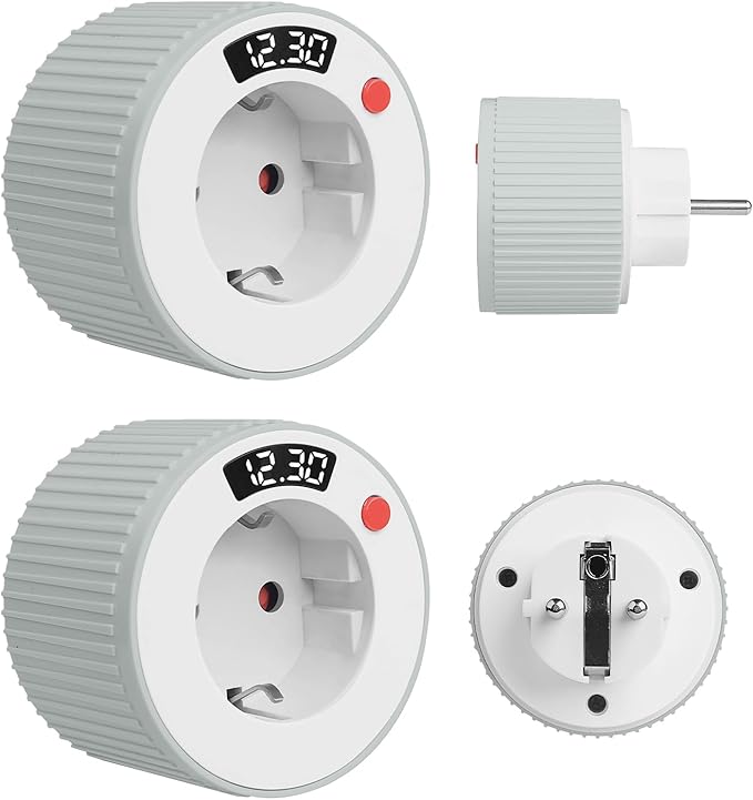 Baifulai 2er-pack Zeitschaltuhr-steckdosen: Mechanische Zeitschaltuhr Mit 1-minuten- Bis 24-stunden-timer, Steckdose Mit Digitaler Led-anzeige Für Alle Arten Von Haushaltsgeräten (weiß)