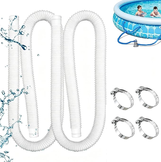32-mm-poolschlauch, 2-teiliges Ersatz-poolschlauchset, 100 Cm Pool-saugschlauch Mit 4 Klemmen, Schlauch Für Aufstellpools, Filterpumpen Und Aquarien (weiß)