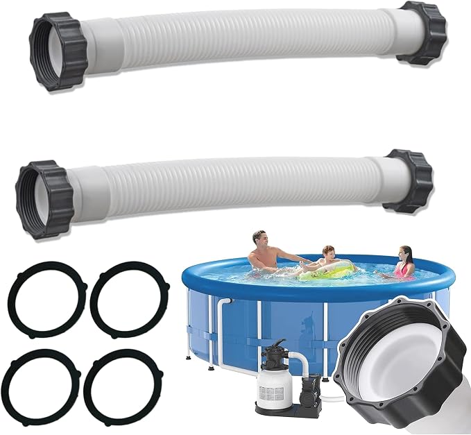 2 Stück Schwimmbadschläuche, 4 M Pe-poolpumpenschlauchverbinder, Wiederverwendbarer Ersatz-poolschlauch, Universeller Flexibler Ablaufschlauch Für Waschmaschine Mit Pumpe (weiß)