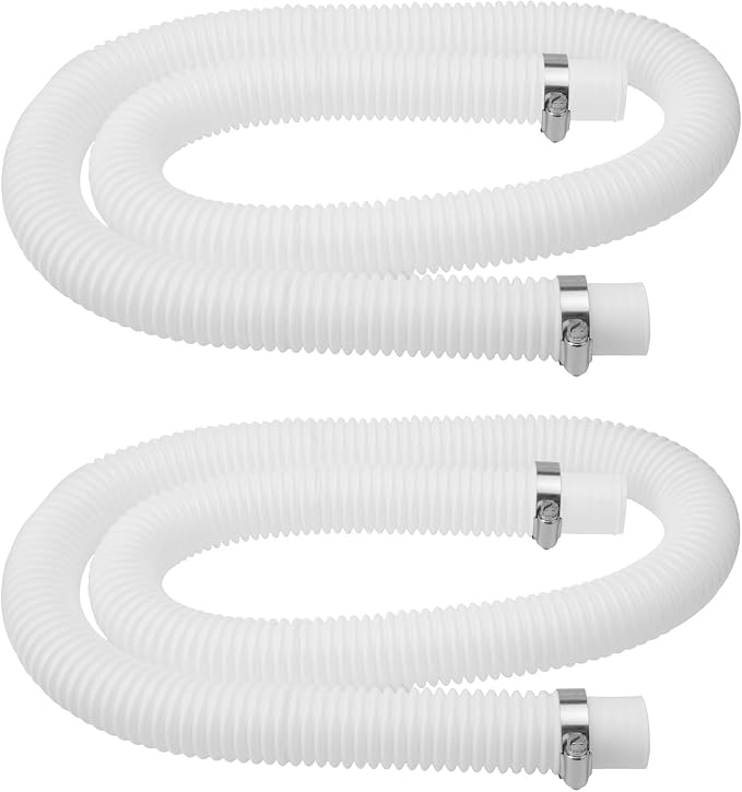 Tnsland 2er-pack 32-mm-poolschläuche Mit 4 Metall-schlauchschellen – Saug- Und Filterschlauch Für Aufstell-, Teich- Und Solarpoolpumpen – 150 Cm, Weiß