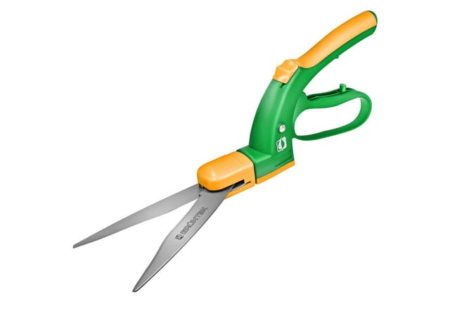 GRÜNTEK Grasschere Teflon Rasenschere SEGLER 360° drehbarer Schneidekopf, mit Handschutz, Rasenkantenschere 380 mm, ergonomische Griffe, Anti-Haft beschichtet