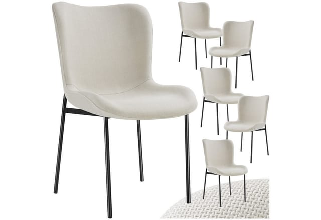 tectake Esszimmerstuhl Polsterstuhl Tessa (Set, 6 St), Bequeme Polsterung dank hochdichter Schaumstofffüllung