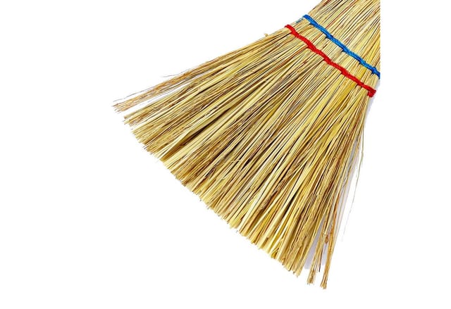 Mojawo Tapezierbürste Strohbesen Kehrbesen Handfeger Zimmerbesen Hexenbesen L28xB14cm