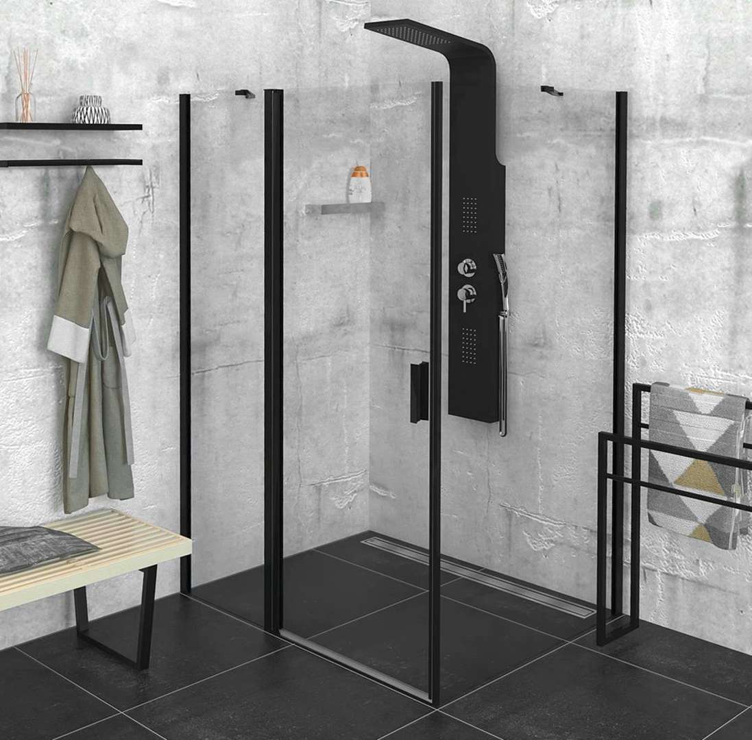 Polysan Zoom Black - Duschkabine 110 X 90 Cm, L/r-ausführung, Antidrop, Klares Glas/mattschwarz Zl1311bzl3290b