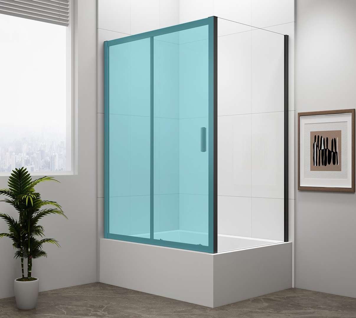 Polysan Deep - Duschwand 90 X 165 Cm, Klares Glas/mattschwarz Md3316b