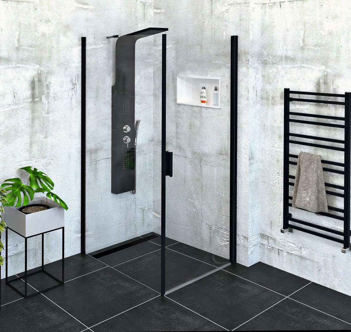 Polysan Zoom Black - Duschkabine 80 X 100 Cm, L/r-ausführung, Antidrop, Klares Glas/mattschwarz Zl1280bzl3210b