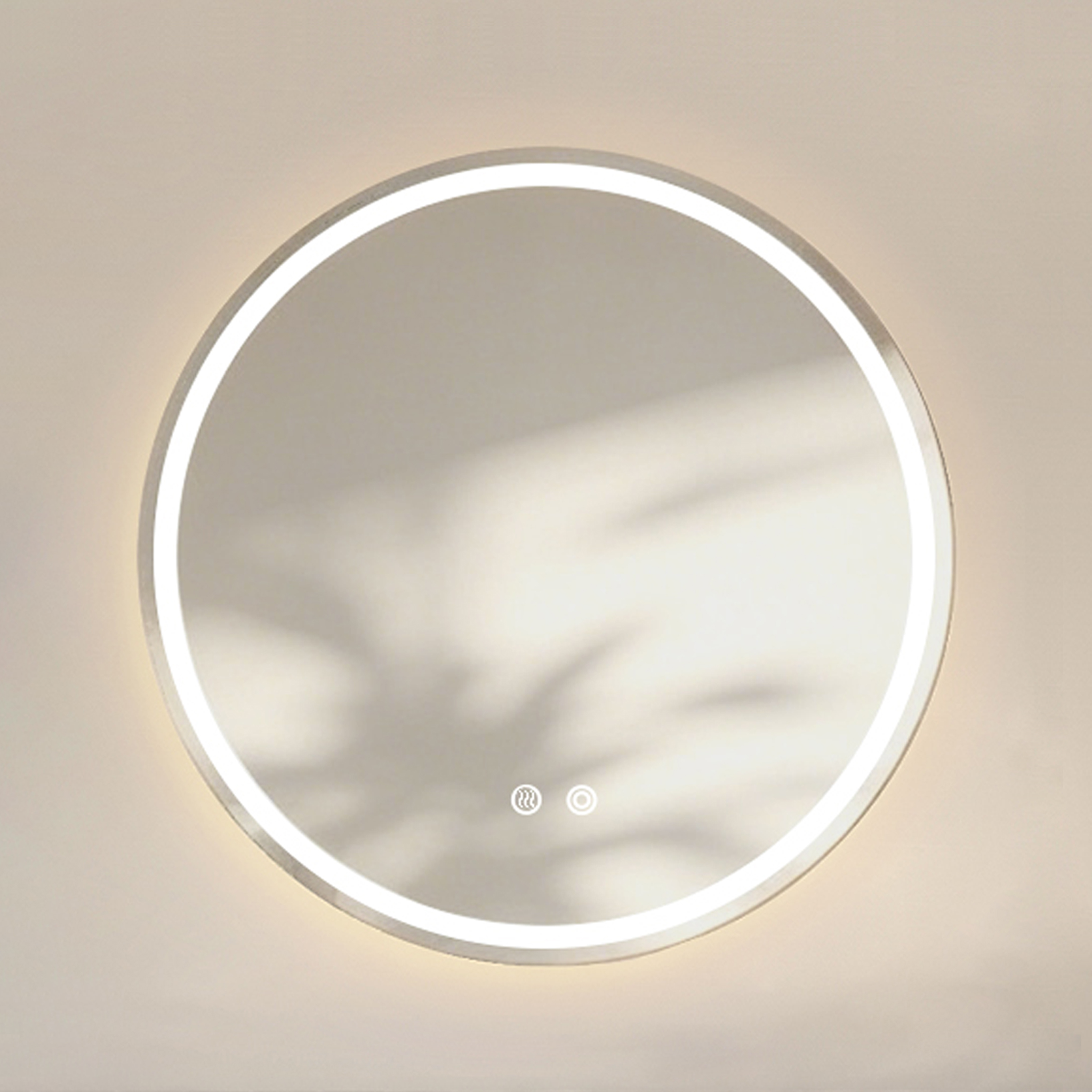 Badspiegel Mit Beleuchtung, Dimmbar, Drei Lichtfarben, Anti Beschlag Funktion, 5 Mm Glas, Silber
