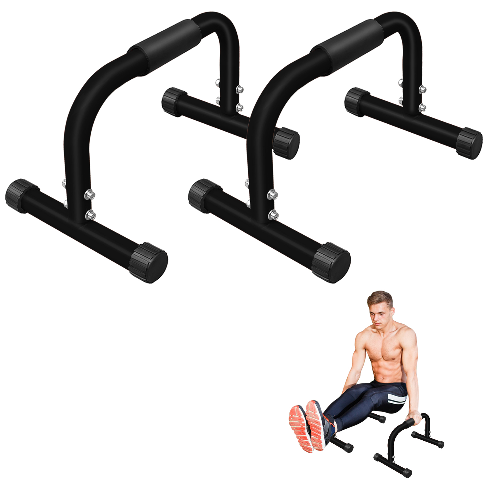 Parallettes 43.2x25.4x24.1 Cm, Für Liegestütze Und Dips, Rutschfeste Gummifüße, Eisen, Schwarz