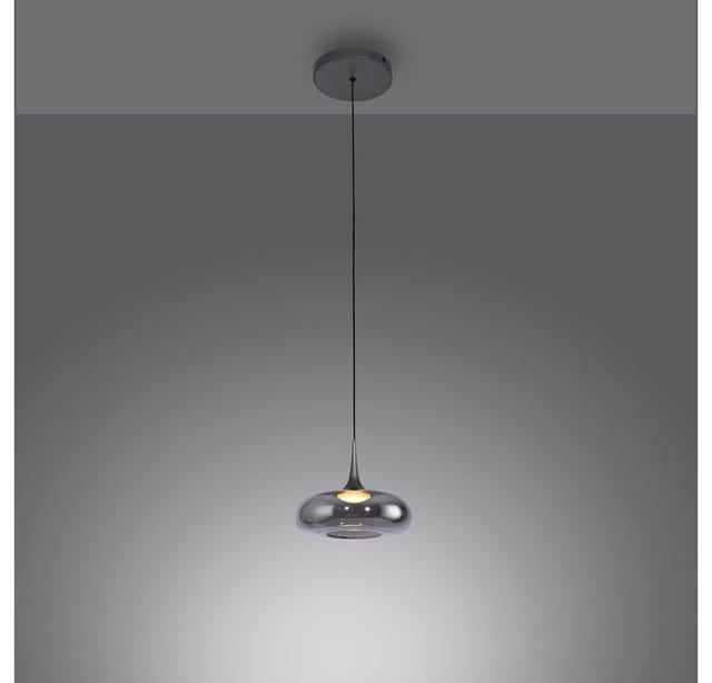 SCHÖNER WOHNEN-Kollektion LED Pendelleuchte LED Pendellampe POSH, höhenverstellbar, 1x LED Board 7,40W, warmweiß, Rauchglas, höhenverstellbar, Lichtfarbe warmweiß