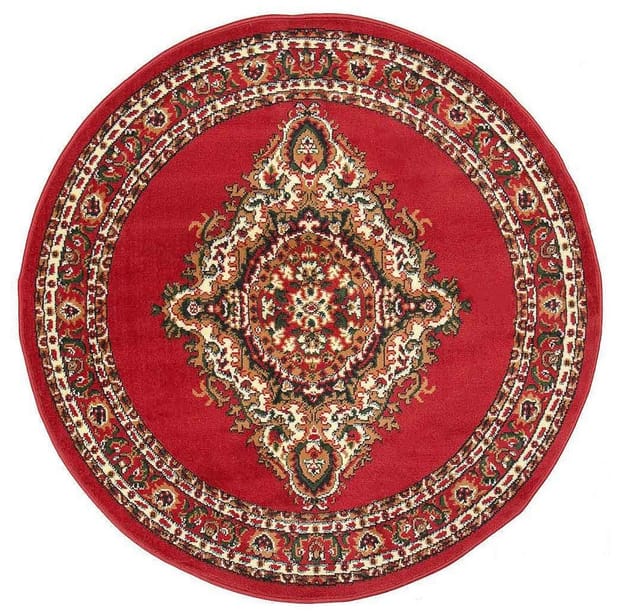 Vimoda Orientteppich Rund Teppich kurzflor, Rund, Höhe: 8 mm, Orientalisch, Klassisch,Rot Wohnzimmerteppich