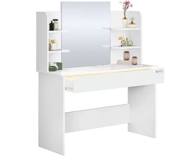 Casaria Schminktisch Lucia (1-St), mit Spiegel Schubladen Beleuchtung Schminkkommode 110x40cm Modern Weiß