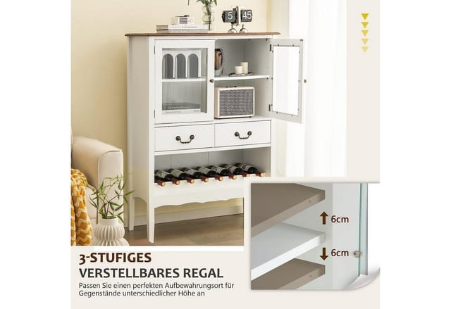 KOMFOTTEU Weinschrank Buffetschrank mit Glashalter