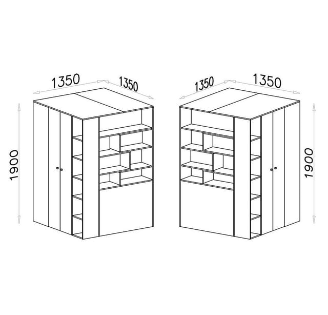 Lomadox Kleiderschrank SEATTLE-133 begehbar, 135x135cm, in Beton/weiß