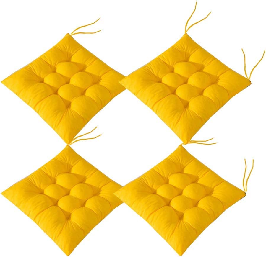 4 Große 40x40 Sitzkissen, Gesteppte Sitzkissen Für Die Innen- Und Außendekoration, Perfekt Für Den Innen- Und Außenbereich (4 Gelbe)