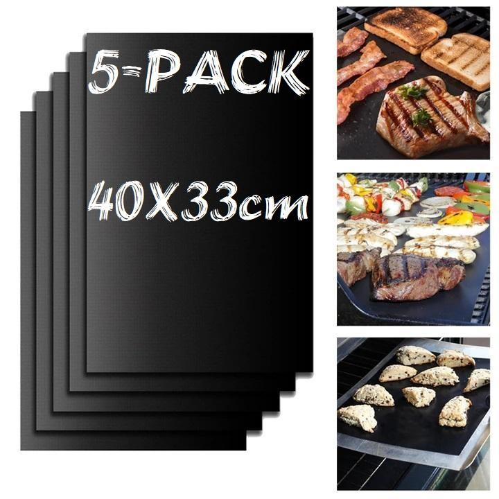 Set Mit 5 Antihaftbeschichteten Backmatten Für Backofen Und Grill, 40 X 33 Cm