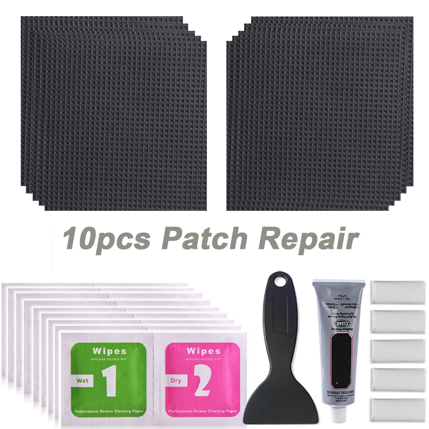 10-teiliges Schwarzes Elastisches Reparaturset, Trampolin-reparaturset Zum Ausbessern Von Löchern Oder Rissen In Trampolinen
