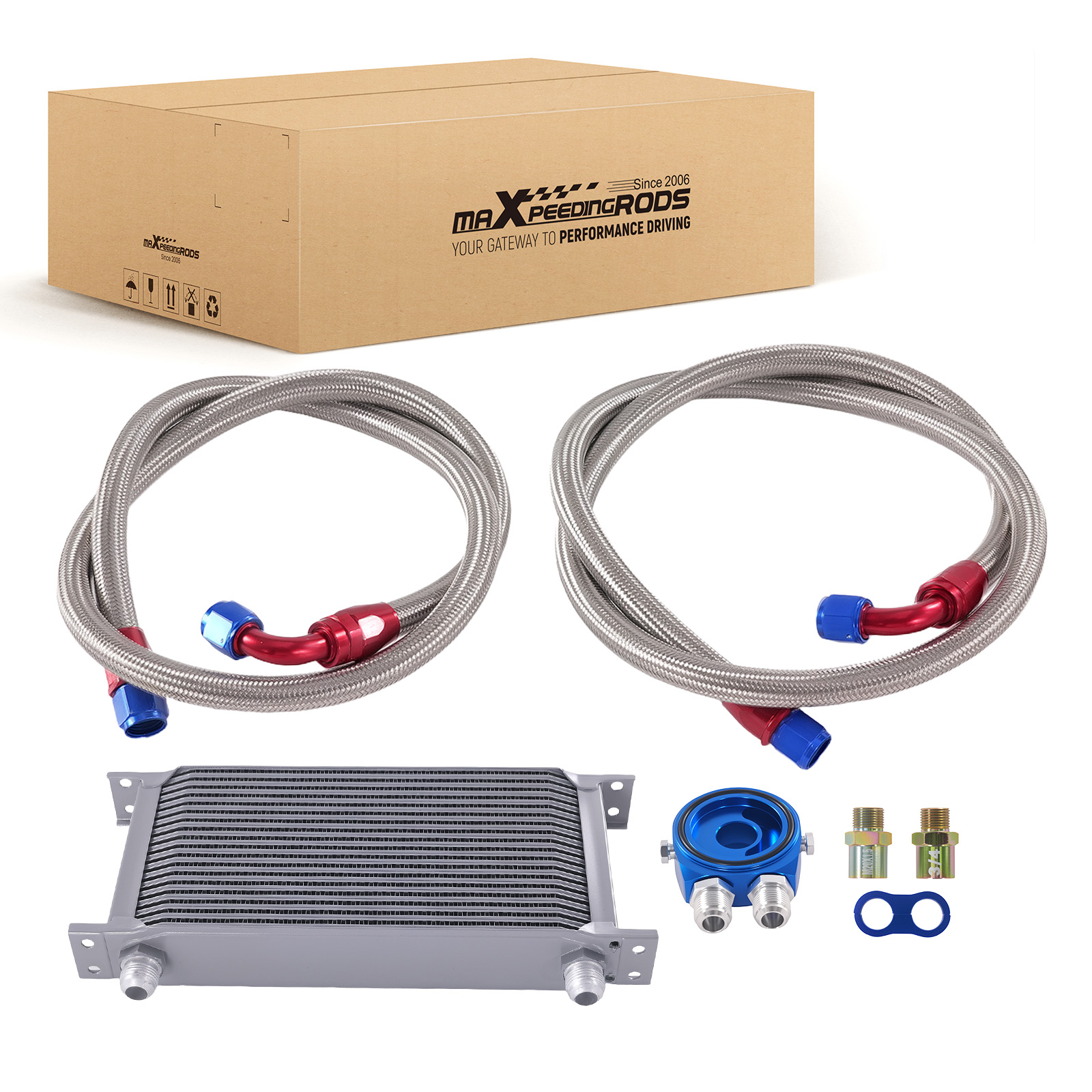 Ölkühler 19 Reihen An10 Anschluss Set Universal Zusatz Kühlung Extern Oil Cooler