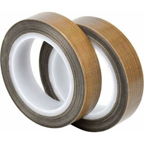 2 Rollen Ptfe-klebeband, Teflonband, Hochtemperaturband, -100℃ - +260℃ Ptfe-beschichtetes Glasfasergewebe-klebeband, (13 Mm X 10 M + 13 Mm X 10 M)