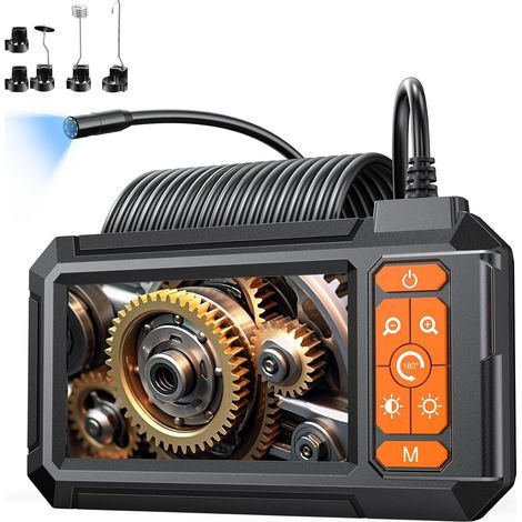 4,3-zoll-endoskopkamera, 1080p-hd-rohrinspektionskamera Mit 8 Einstellbaren Leds, Ip67 Wasserdicht, 2600-mah-akku, 5 M Langes, Halbstarres Kabel Für Rohre, Autos, Häuser Und Werkstätten
