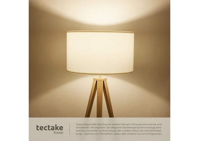tectake Stehlampe Stehleuchte, Energiesparlampe, Elegante Stehleuchte für gemütliche Atmosphäre