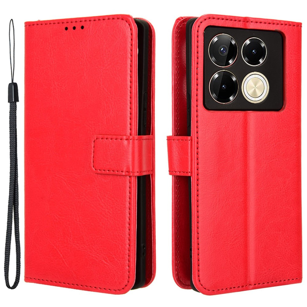 Crazy Horse Wallet Flip Case Für Infinix Note 40 Pro, Rot
