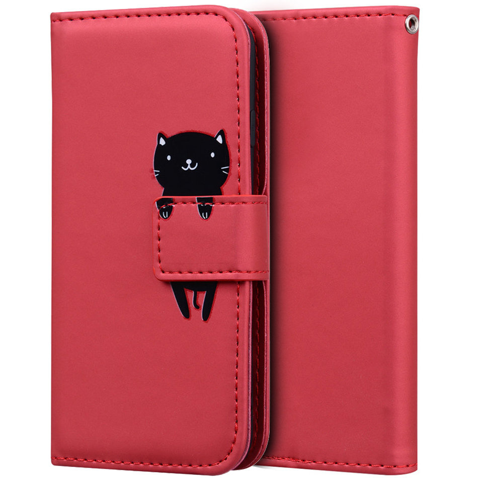 Klapphülle Für Xiaomi Redmi Note 8 Pro, Katzenmotiv, Rot