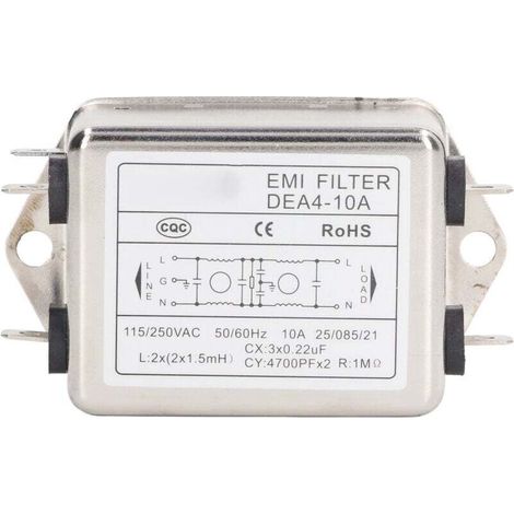 Netzfilter, Rauschunterdrücker, Netzteilfilter, Emi-rauschunterdrücker, Audio-reiniger, Wechselstrom, Einphasig, Ac 115 V/250 V, 50/60 Hz, 10 A, Chip-typ