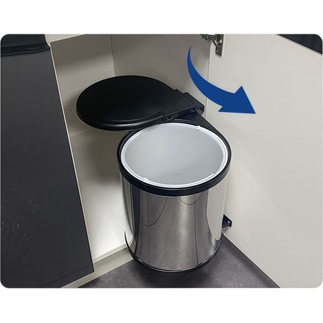 Schwenkbarer 14-liter-abfalleimer Für Unter Die Spüle – Automatische Öffnung – Einfache Montage Links Oder Rechts – Robustes Anthrazitfarbenes Pvc