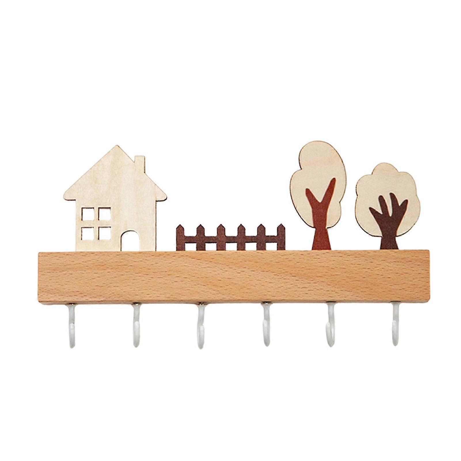 Rustikaler Schlüsselhalter Aus Holz – 6 Haken – Für Eingangsbereich & Landhausstil