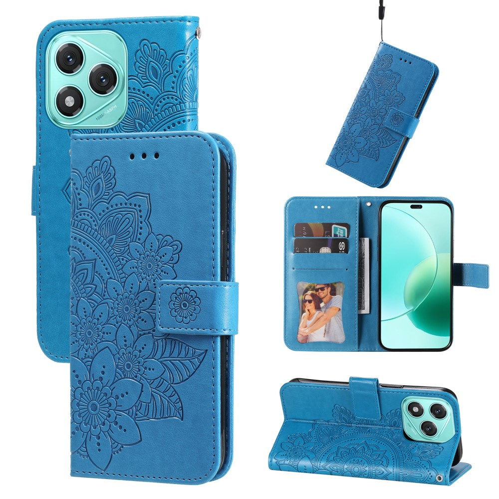 Honor 400 Lite Floral Wallet Case - Blau