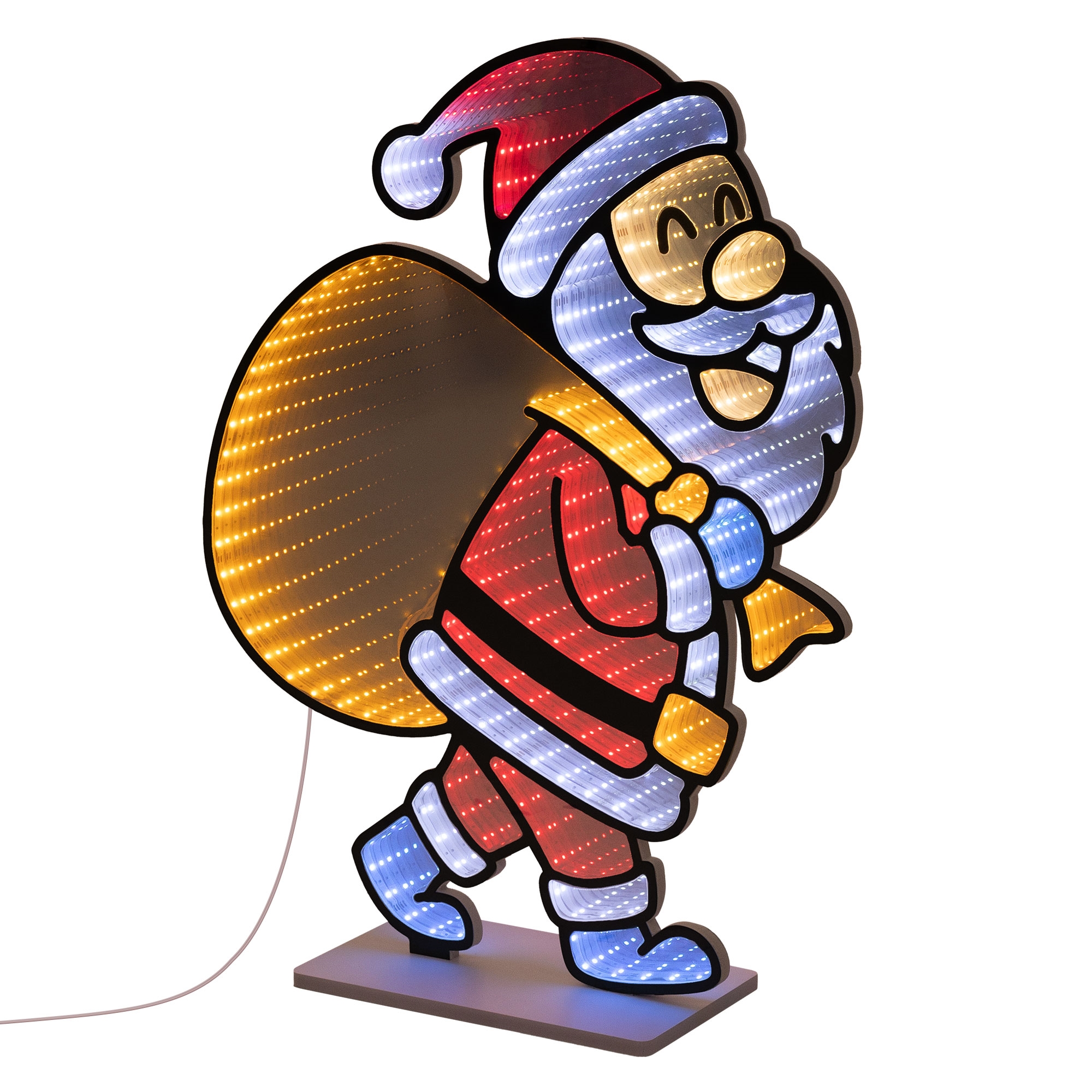 Ecd Germany Weihnachtsdeko Weihnachtsmann Led Infinity Mirror 3d-effekt
