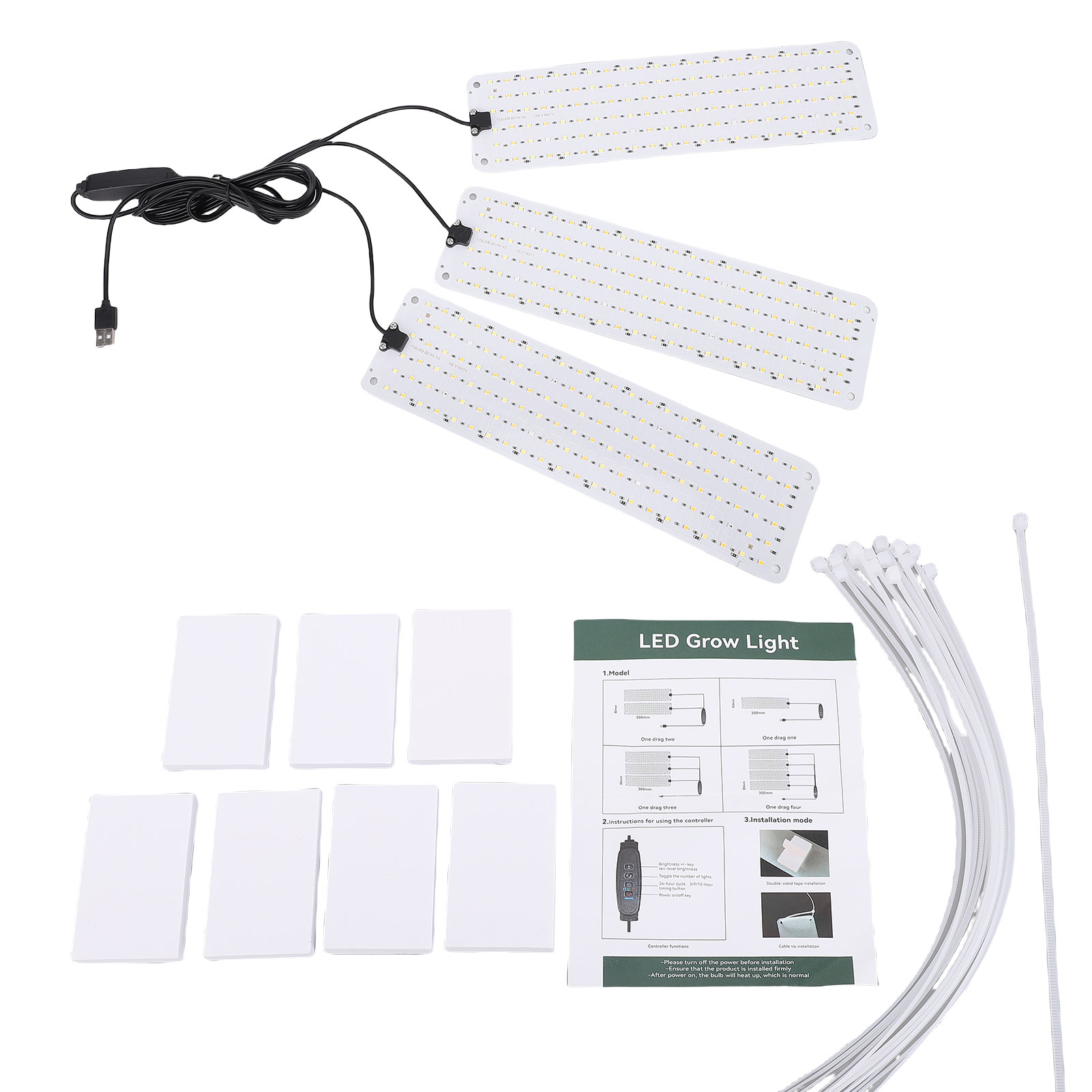 Vollspektrum-led-pflanzenlampe Für Zimmerpflanzen Mit Timerfunktion, Hoher Energieeffizienz (ppfd) Und 3 Leuchtenköpfen.