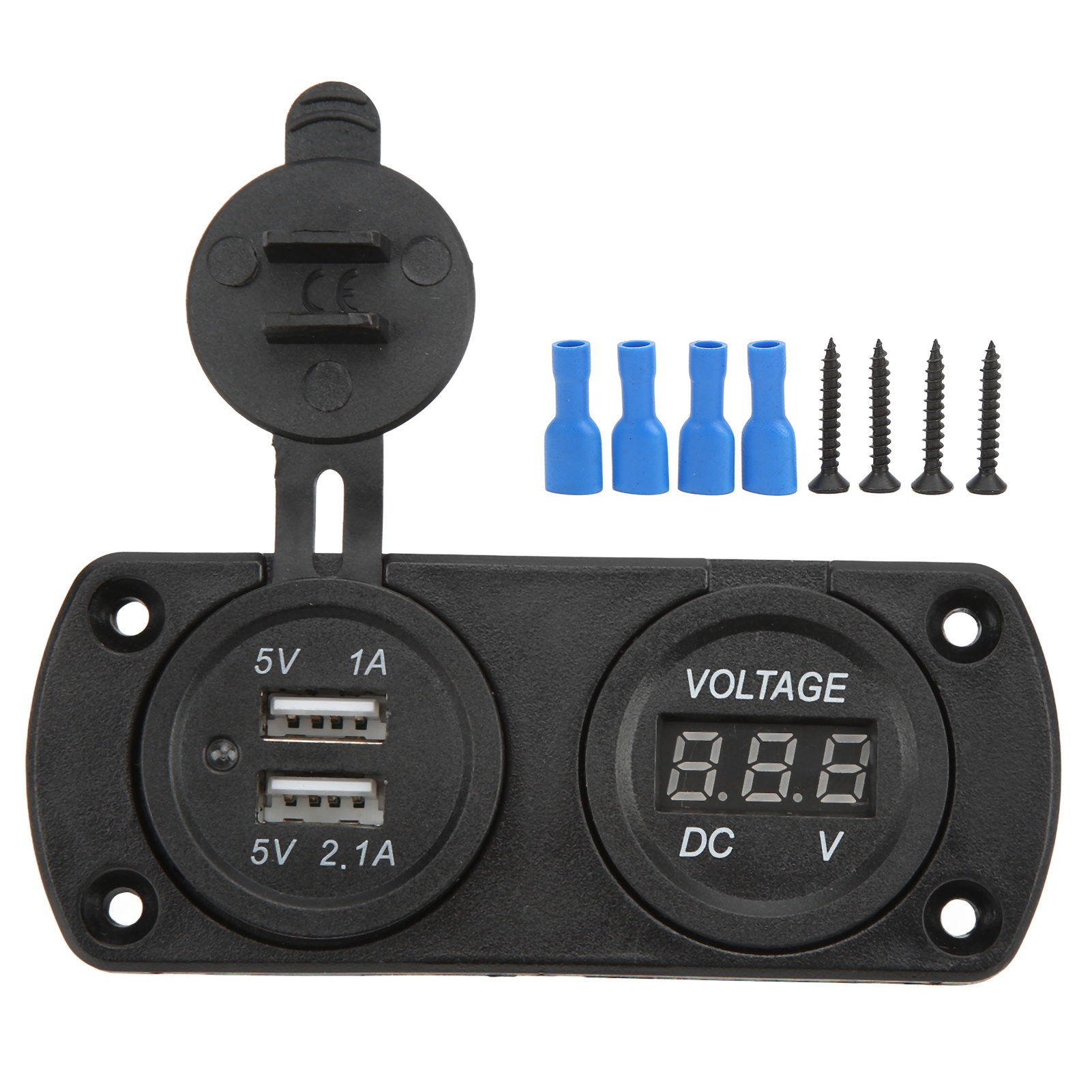 Schnellladegerät Für Autos Mit Spannungsanzeige, Zwei Usb-anschlüsse, 12-24 V, Wasserdicht, 2,1 A Ausgang, Universell Für Motorräder Und Boote.