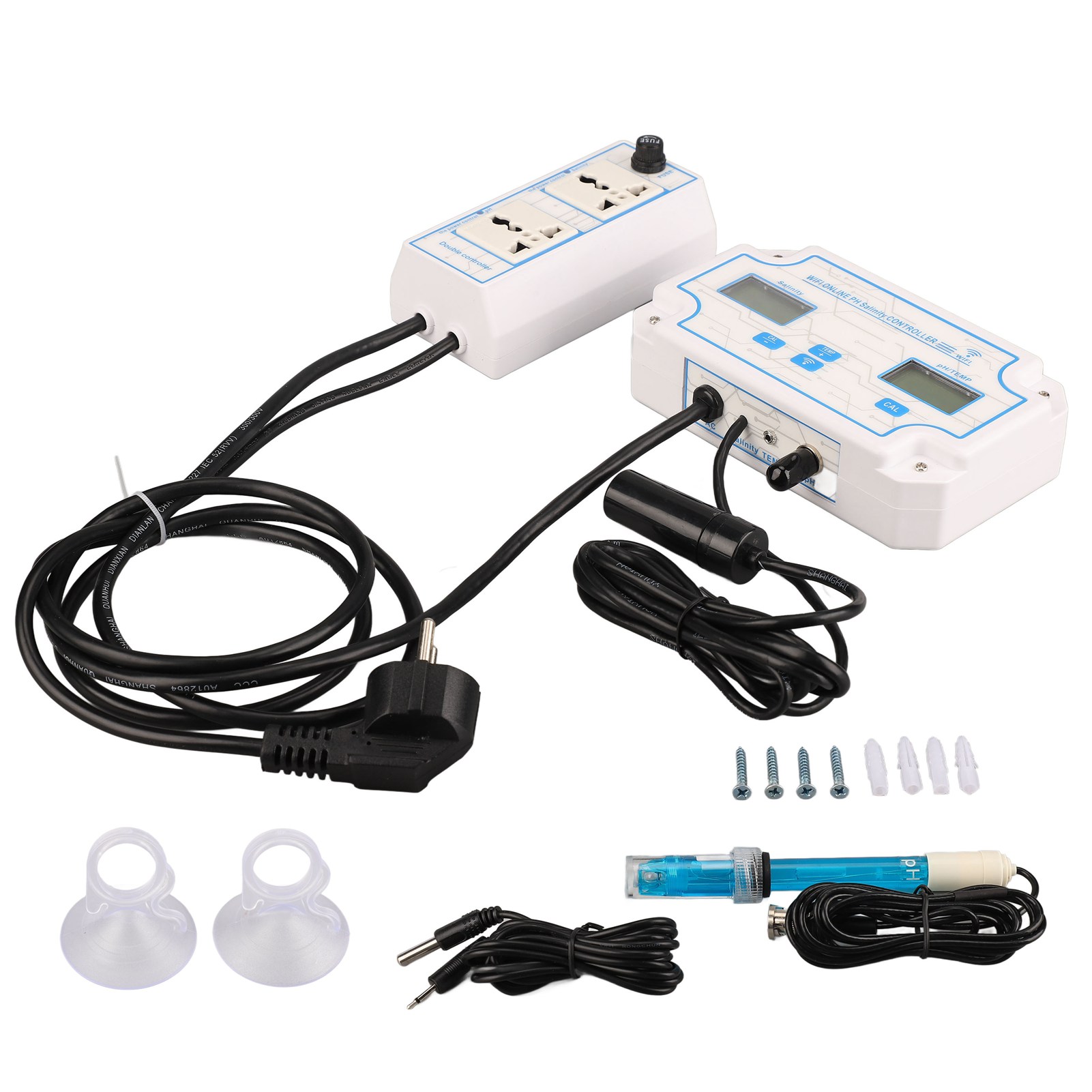Digitaler Wasserqualitätsregler: Misst Temperatur, Ph-wert Und Salzgehalt, Drahtlose App- Und Wlan-funktionalität. 230-v-eurostecker.