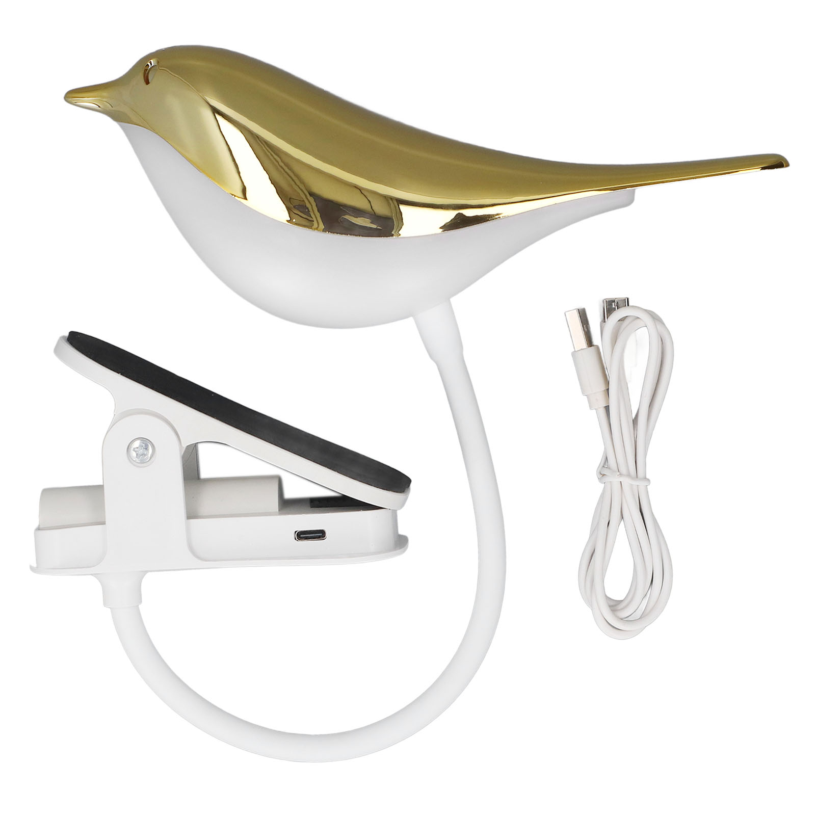 Vogelförmige Tischleselampe, Touch-steuerung, Stufenlos Dimmbare Helligkeit, Usb-aufladbar, Clip-on-nachtlicht Für Kinderzimmer Oder Büro.