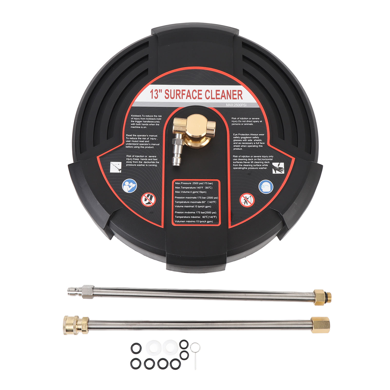 13-zoll-hochdruckreiniger Mit 2500 Psi Für Oberflächen, Elektrischer Edelstahlaufsatz Mit 1/4"-anschluss, 2 Verlängerungsrohre.