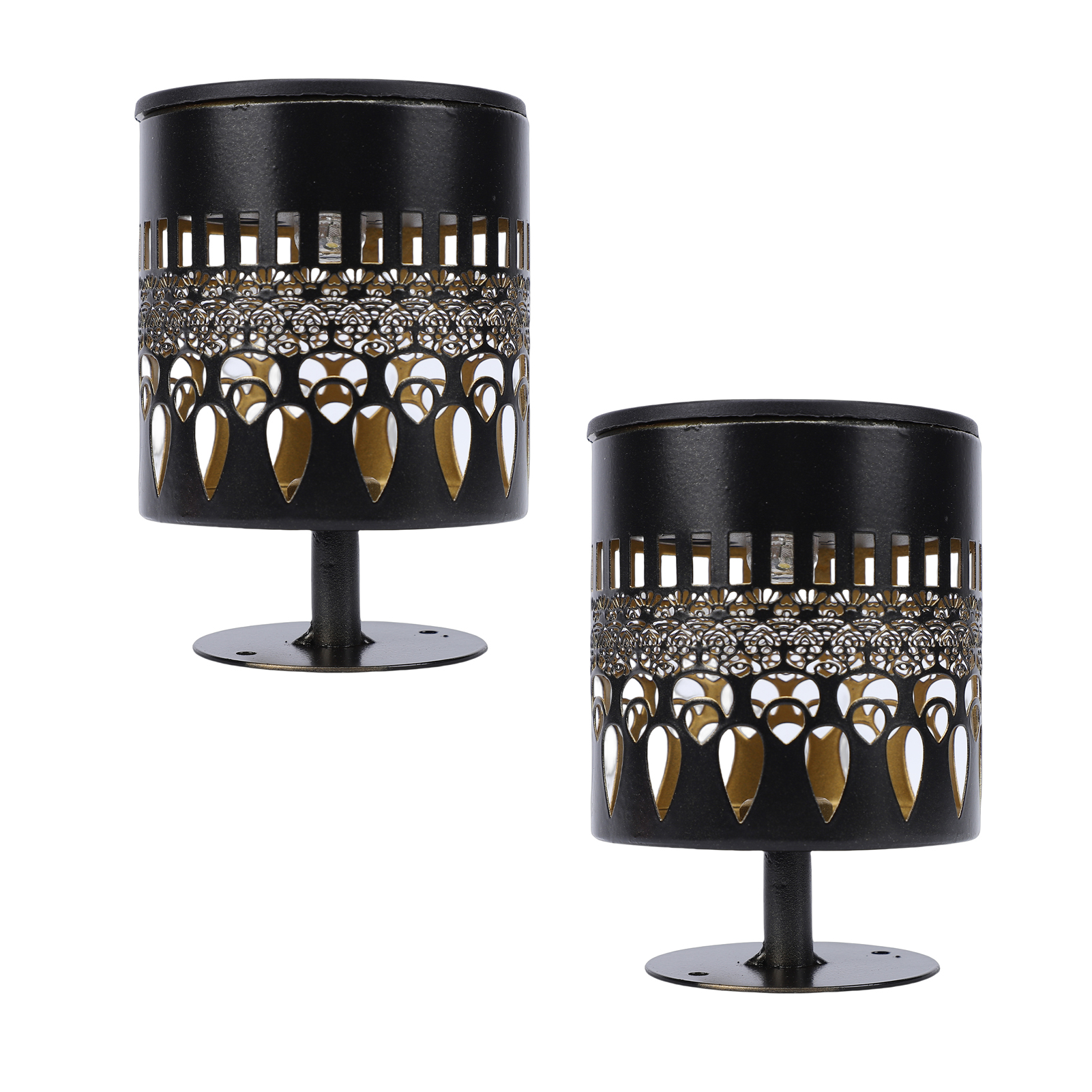 Set Aus 2 Solar-zaun- Und Wandleuchten Mit Batteriebetriebener Brücke, Mandala-design, 12 Stunden Batterielaufzeit, Dekorativ Für Terrasse, Garten Oder Veranda, Warmweißes Licht.