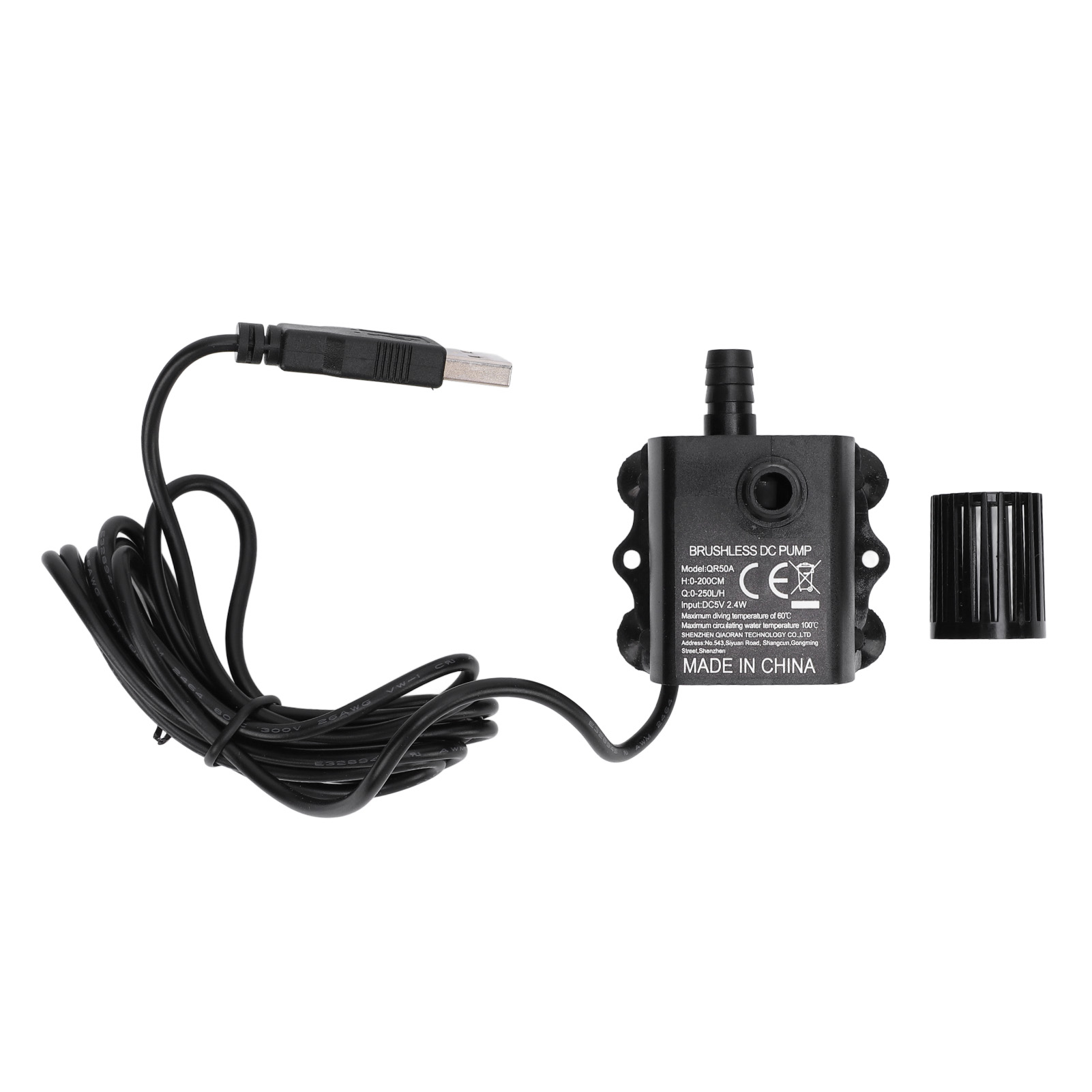 Kleine Tauchpumpe, Förderhöhe Von 0 Bis 200 Cm, Fördermenge Von 0 Bis 250 L/h, Schutzart Ip68, Dc5v 2,4w, Usb, Mit Led-anzeige.