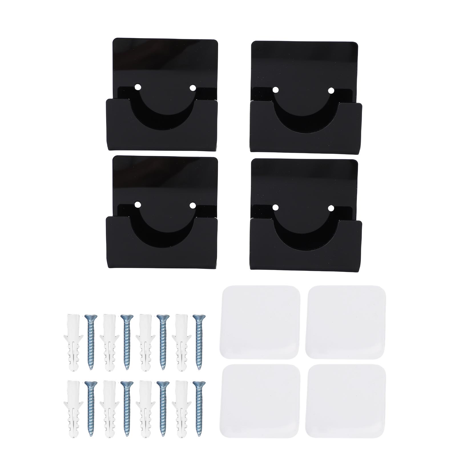 4 Stück Durchsichtige Acryl-duschvorhangstangenhalter, Selbstklebende Vorhangbefestigungen, Spannhalterungen Für Badezimmer, Schwarz.
