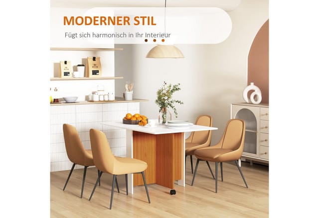 BBWL Klapptisch Klapptisch mit 2 Rollen und klappbarer Tischplatte,120 x 80 x 73CM (platzsparend & vielseitig einsetzbar, moderner Küchentisch als Ess-, Arbeits- oder Balkontisch, leicht verschiebbar & flexibel)