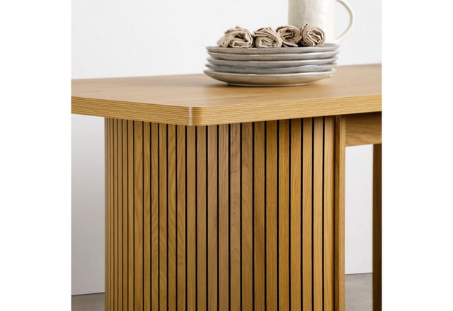 IDIMEX Esstisch GUARDA, Esszimmertisch 160x75cm mit Designfuß in Lamellenoptik MDF Wildeiche