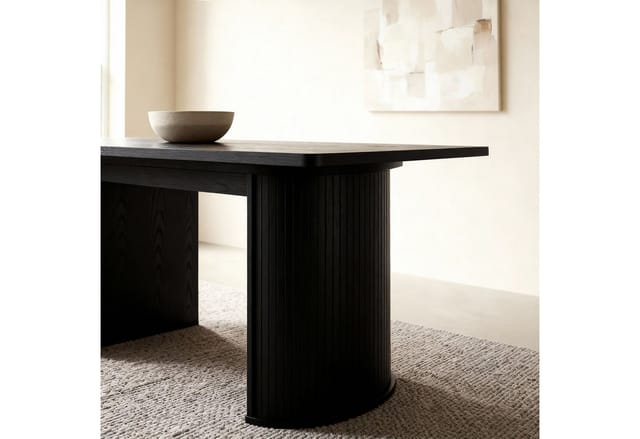 IDIMEX Esstisch GUARDA, Esszimmertisch 160x75cm mit Designfuß in Lamellenoptik MDF Schwarz