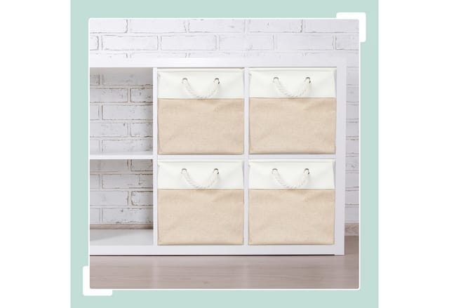 relaxdays Regalkorb Aufbewahrungskorb Leinen im 4er Set (4 St), Beige